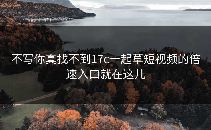 不写你真找不到17c一起草短视频的倍速入口就在这儿