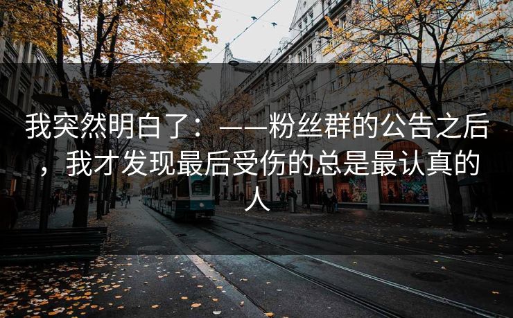 我突然明白了：——粉丝群的公告之后，我才发现最后受伤的总是最认真的人
