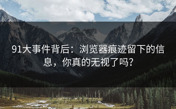 91大事件背后：浏览器痕迹留下的信息，你真的无视了吗？